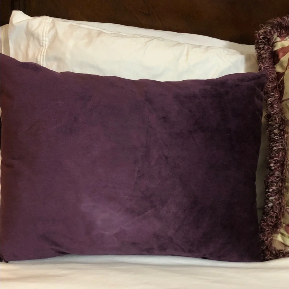 PURPLE VELVET ACCENT FEATHER PILLOWS • RODEO HOME.COM • 22” x 17” • BUNDLE OF 2